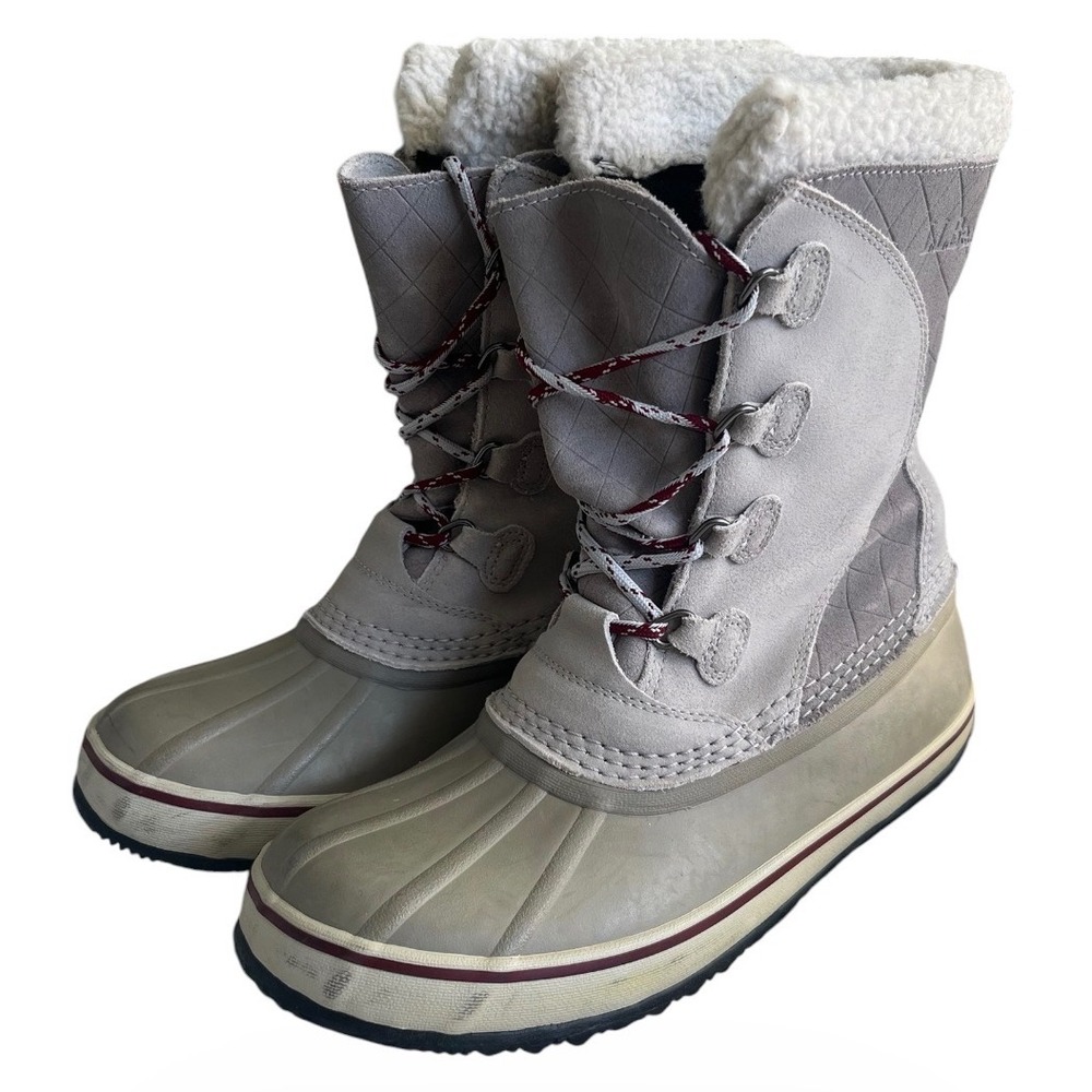 LL Bean Suede Lace-Up Duck Snow Boots Felt Lined Women Size 9 Medium 284882